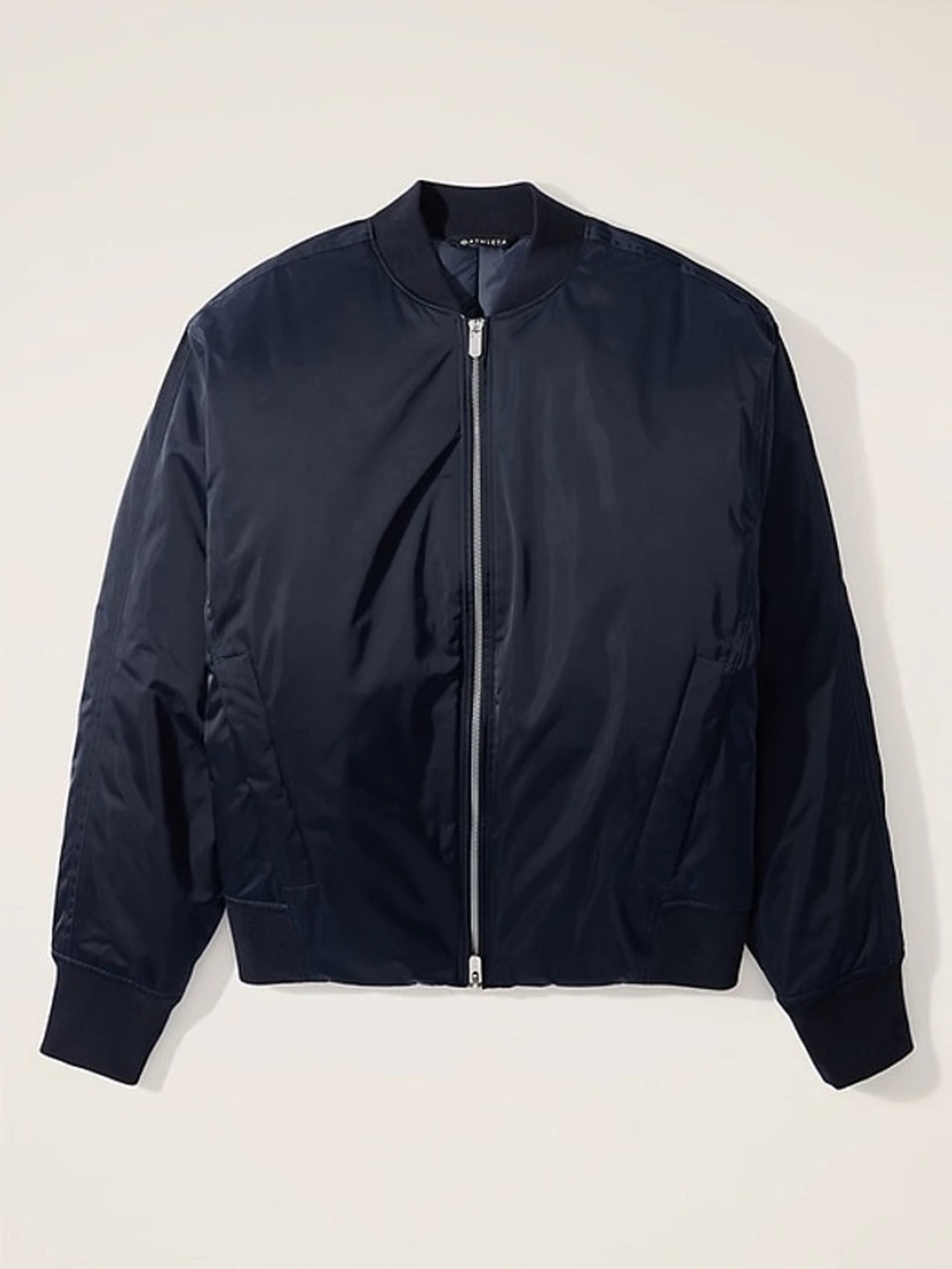 ATHLETA Sateen Bomber Jacket size Medium NEW WITH TAGS Black